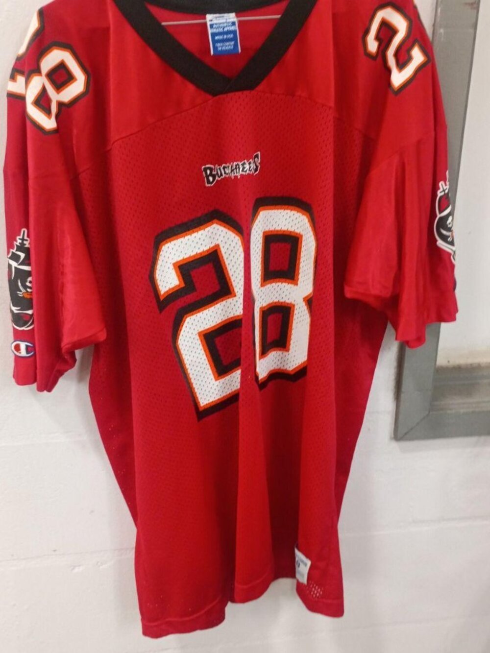 Vintage Champion Tampa Bay Buccaneers Warrick Dunn #28 Jersey Red XL